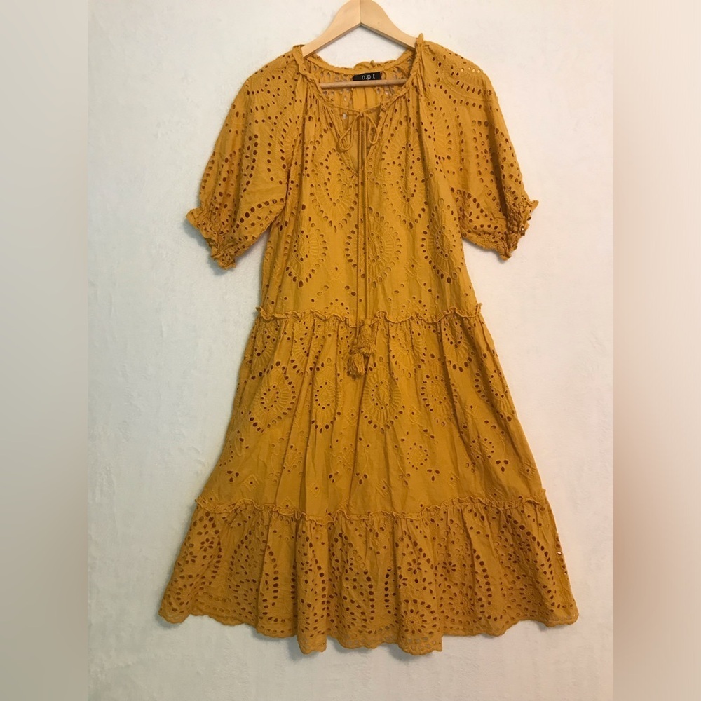 O.P.T Anthropologie Mustard‎ Yellow Midi Dress XS